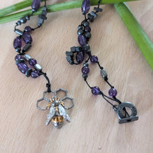 Load image into Gallery viewer, Honeybee necklaces with natural stones
