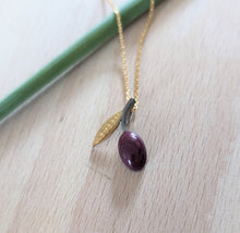 Load image into Gallery viewer, Olive stone pendant (enameled)
