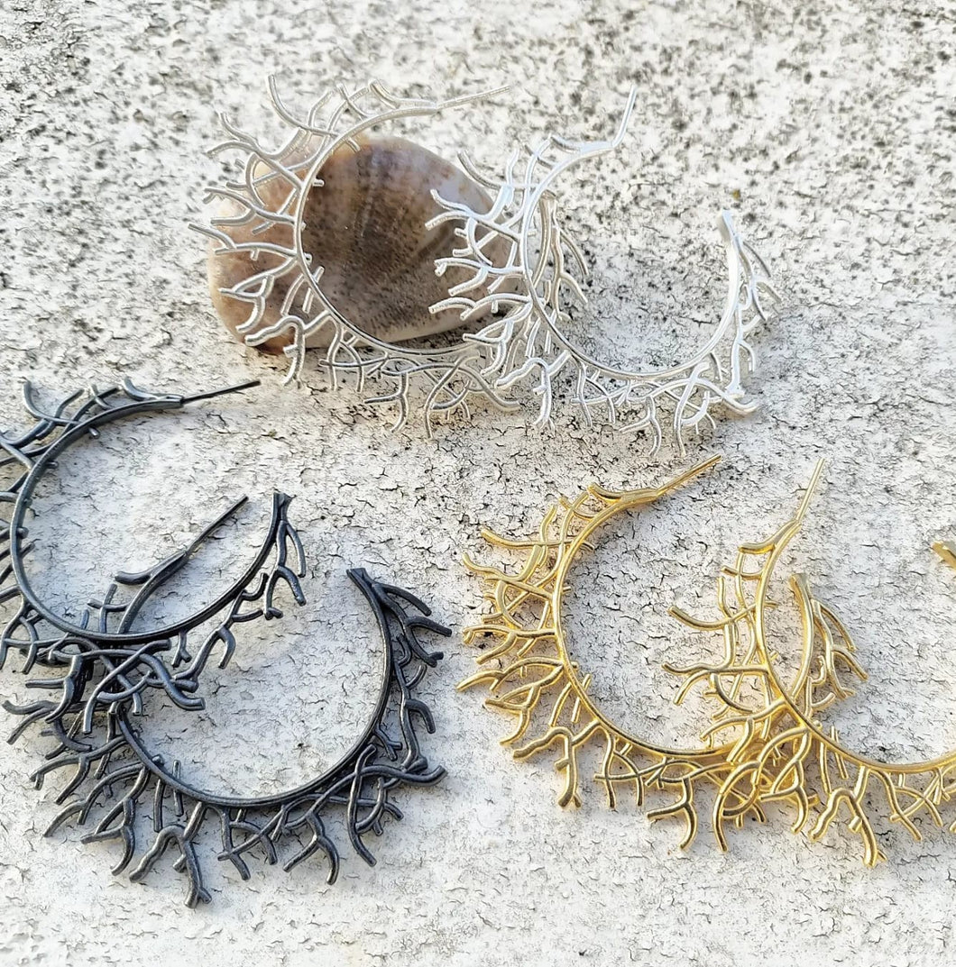 Coral hoop earrings (big)