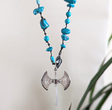 Load image into Gallery viewer, Carian axe necklace w turquoise
