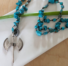 Load image into Gallery viewer, Carian axe necklace w turquoise
